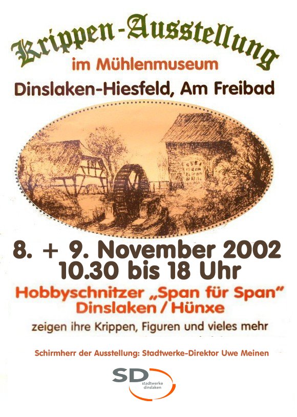 Plakat Krippenausstellung 2002 Span für Span