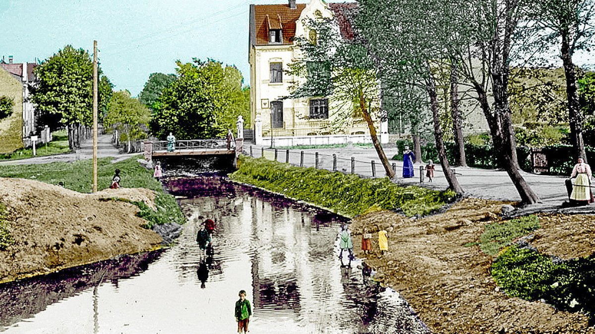 der Rotbach in alter Zeit - handcoloriert