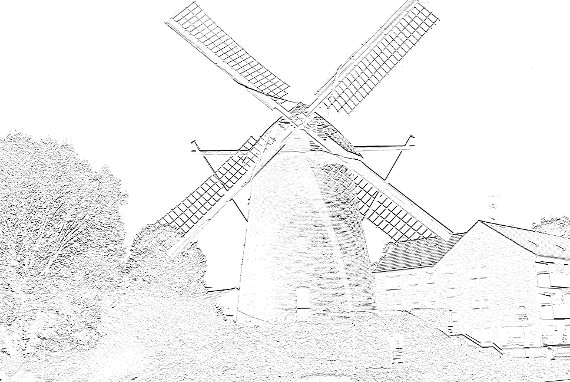 Windmühle im Bleistift-Stil